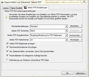 PDF Einstellungen Schriften